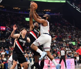 杨瀚森连3场2分1板哈登20+13 快船胜开拓者